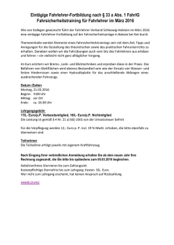 Eintägige Fahrlehrer-Fortbildung nach § 33 a Abs. 1 FahrlG