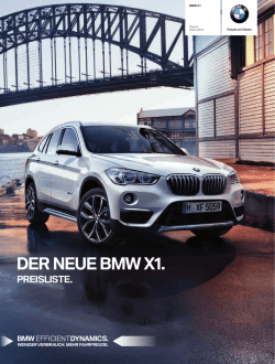 Preisliste BMW X1, g&uuml;ltig ab M&auml;rz 2016. PDF