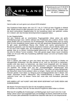 Hallo, hiermit wollen wir euch gerne zum artLand 2016 einladen