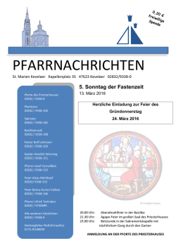 pfarrnachrichten - Wallfahrt Kevelaer