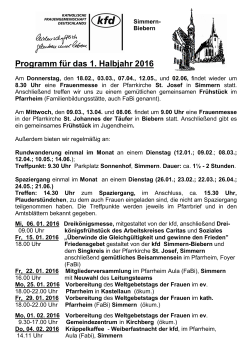 Programm 2016 - Katholische Pfarreiengemeinschaft Simmern