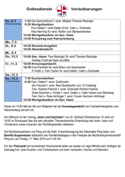 Gottesdienste Verlautbarungen