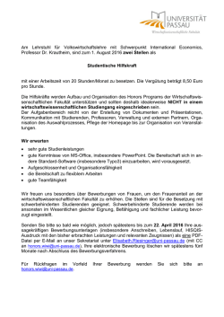 Lehrstuhl für Volkswirtschaftslehre mit Schwerpunkt International