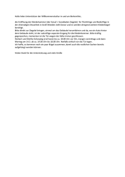 Hallo liebe Unterstützer der Willkommenskultur in und um