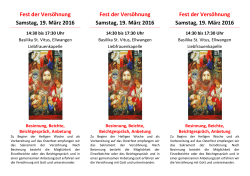 Fest der Vers&ouml;hnung Samstag, 19. M&auml;rz 2016 Fest der Vers&ouml;hnung