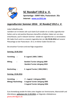 Jugendturnier Sommer 2016: SC Rondorf 1912 e. V.