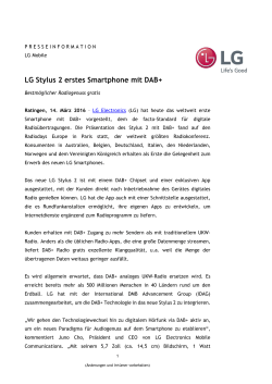 Pressemitteilung: LG Stylus 2 erstes Smartphone