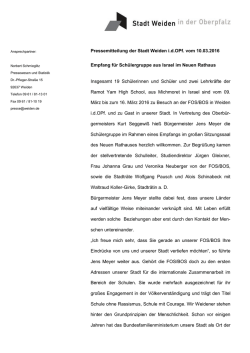 Sch&uuml;lergruppe aus Israel - Stadt Weiden in der Oberpfalz