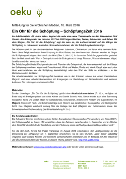 Ein Ohr für die Schöpfung – SchöpfungsZeit 2016