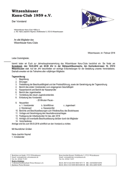 Jahreshauptversammlung Einladung auch unter Dateien