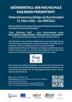 GR&Uuml;NDERSTALL DER HOCHSCHULE ESSLINGEN PR&Auml;SENTIERT: