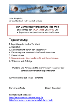 Einladung zur Jahreshauptversammlung