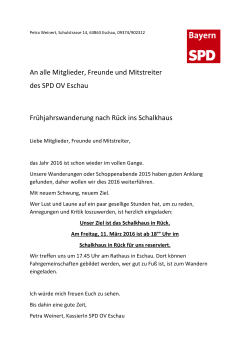 An alle Mitglieder, Freunde und Mitstreiter des SPD OV Eschau