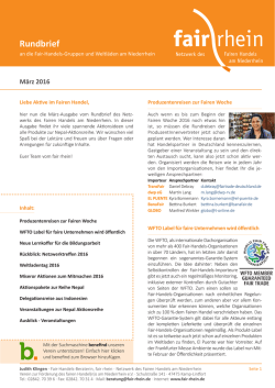 März-Ausgabe - fair rhein ∙ Netzwerk des Fairen Handels am