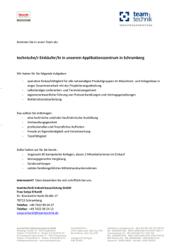 technische/r Einkäufer/In in unserem Applikationszentrum in