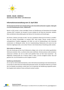 Informationsveranstaltung vom 13. April 2016