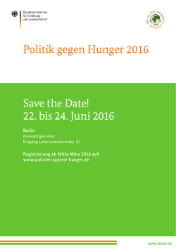 Save The Date: Politik gegen Hunger