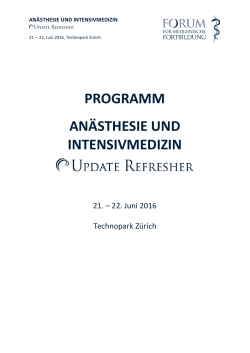 Programm Update Refresher Anaesthesie und Intensivmedizin