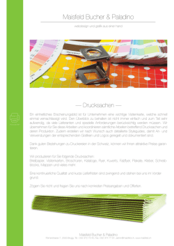 Drucksachen - Maisfeld Bucher & Paladino