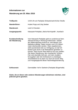 Informationen zur Wanderung am 20. März 2016