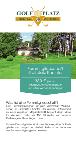 Fernmitgliedschaft Golfplatz Rheintal