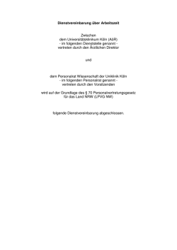 DV Arbeitszeit - Uniklinik K&ouml;ln