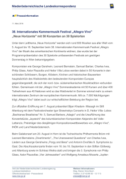 38. Internationales Kammermusik Festival „Allegro Vivo" „Neue