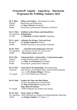 Programm des Frauentreffs für Frühling/Sommer 2016