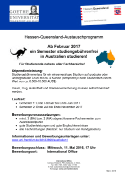Hessen-Queensland-Austauschprogramm Ab Februar 2017 ein
