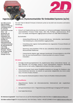 Ingenieur als Software-/Systementwickler f&uuml;r Embedded Systeme (w