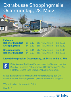 Extrabusse Shoppingmeile Ostermontag, 28. März