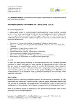 Haustechnikplaner/in im Bereich der Laborplanung