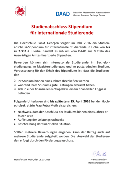 Studienabschluss-Stipendium für internationale Studierende