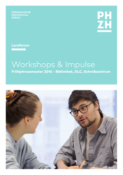 Workshops & Impulse - Pädagogische Hochschule Zürich