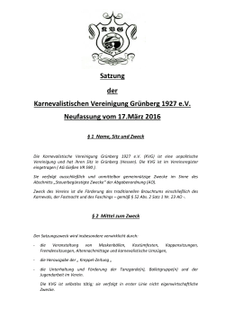 Satzung der Karnevalistischen Vereinigung Grünberg 1927 e.V.
