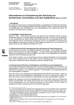 Informationen zur Finanzierung der Schulung von Schülerinnen und