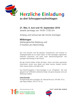 Infos und Kontakt - Cevi Region Bern