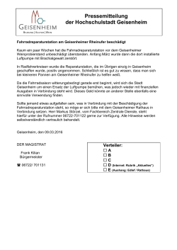 Pressemitteilung der Hochschulstadt Geisenheim