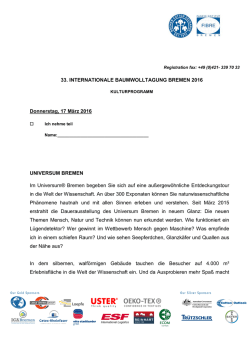 33. INTERNATIONALE BAUMWOLLTAGUNG BREMEN 2016