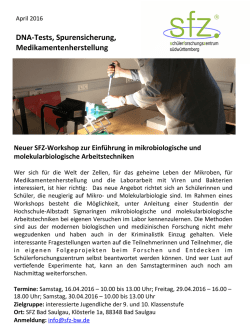 DNA-Tests, Spurensicherung, Medikamentenherstellung