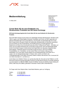 Cornèr Bank AG als neue Emittentin von