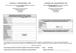 Fiche d`Inscription Vakanzatelier 2016