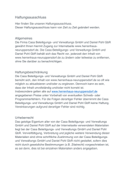 Haftungsausschluss - Herrenhaus Gut Neuruppersdorf