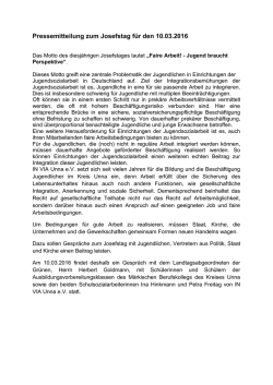 Josefstag ! Faire Arbeit - Jugend braucht Perspektive!