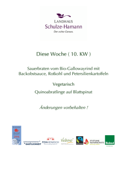 Diese Woche - Landhaus Schulze