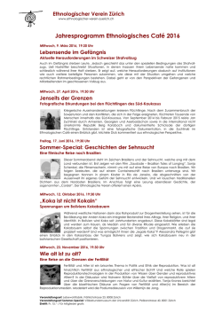 Jahresprogramm 2016 - Ethnologischer Verein Z&uuml;rich