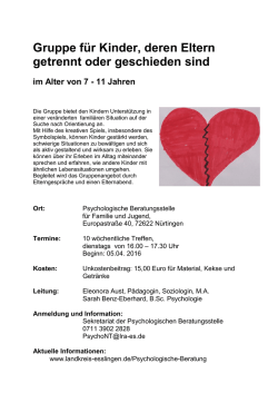 Gruppe f&uuml;r Kinder von getrennt lebenden Eltern