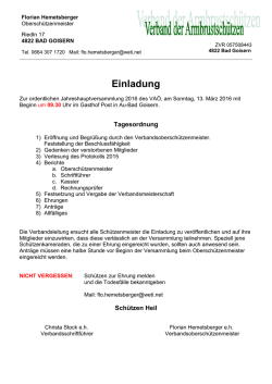 Einladung - Verband der Armbrustsch&uuml;tzen &Ouml;sterreichs