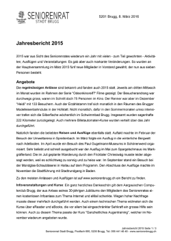 Jahresbericht 2015 - Seniorenrat Brugg