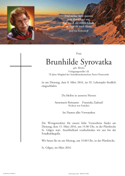Brunhilde Syrovatka - Bestattung Lesiak